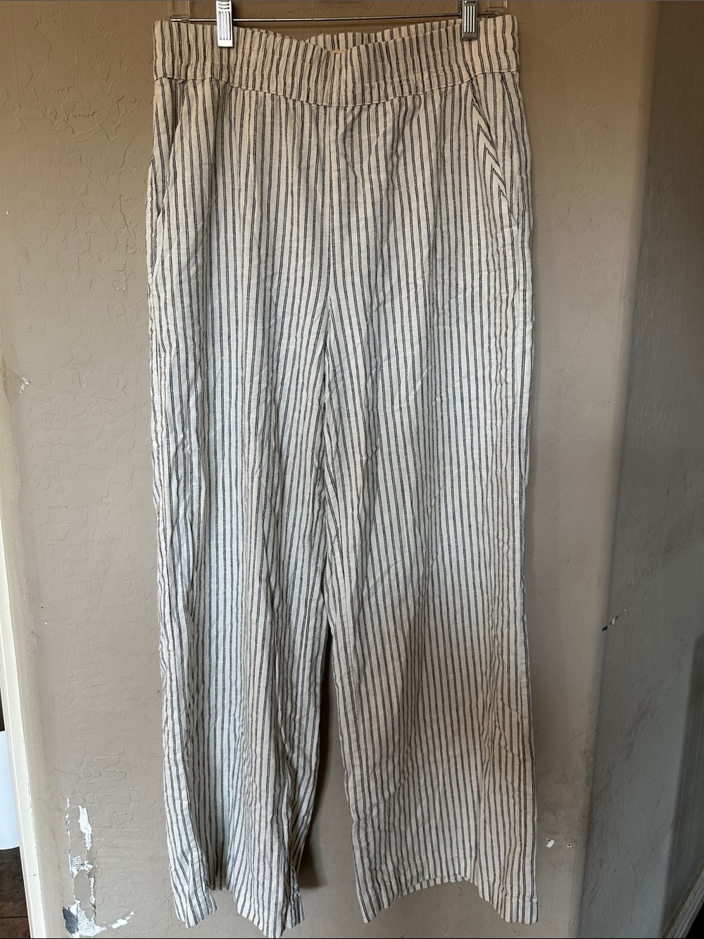 Marine Layer Cream and Gray Wide Leg Trousers